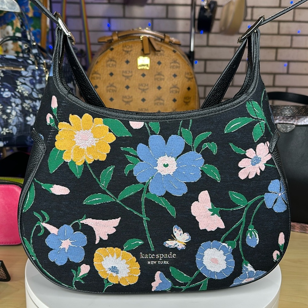 KATE SPADE - Penny Floral Jacquard Small Hobo Bag - DT257